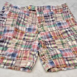 Brooks Brothers Bermuda Shorts  Patchwork Sz38 Plaid 8" Inseam Preppy Old School